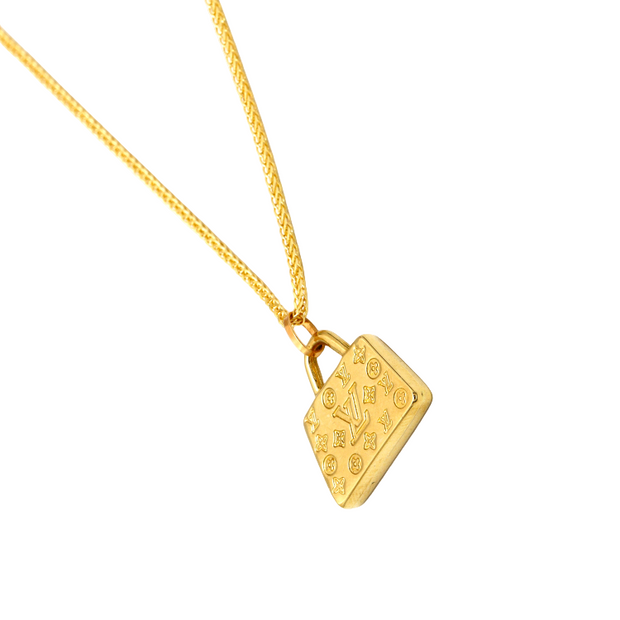 Real Gold GZLV Luxury Bag 2 Side 3D Pendant