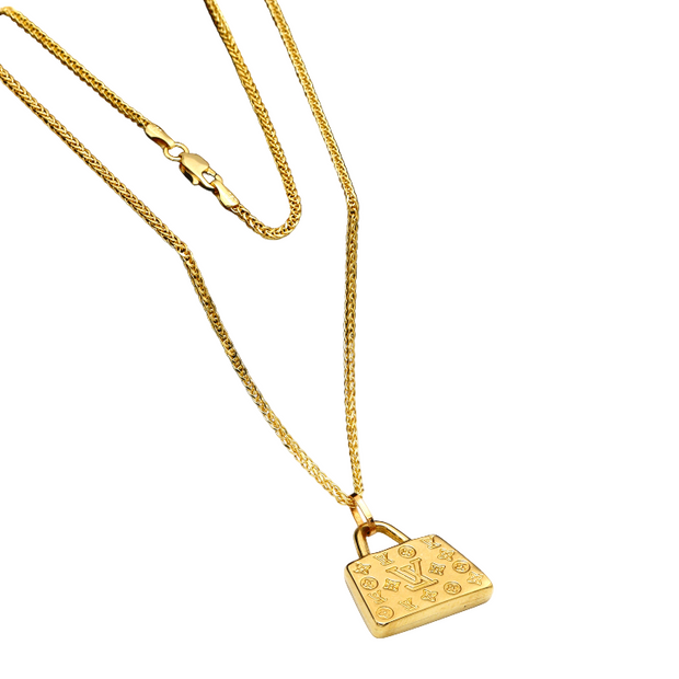 Real Gold GZLV Luxury Bag 2 Side 3D Pendant