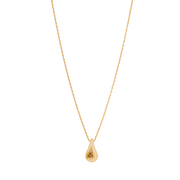 18K Real Gold Glittering Movable Oval Teardrop Necklace – Water Drop Design