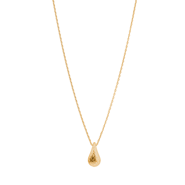 18K Real Gold Glittering Movable Oval Teardrop Necklace – Water Drop Design