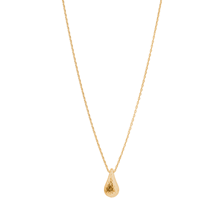 18K Real Gold Glittering Movable Oval Teardrop Necklace – Water Drop Design