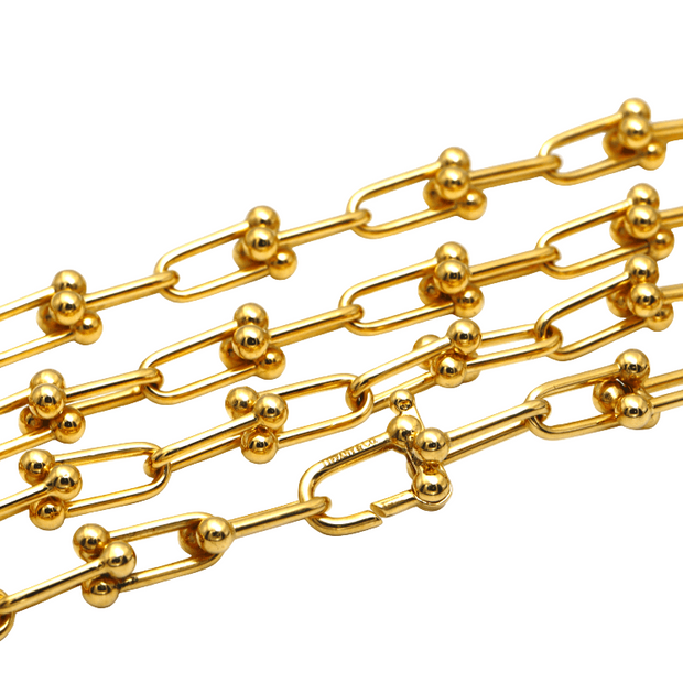 18K Real Gold Solid Chain Necklace – GZTF Hardware with Authentic TF Lock