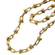 18K Real Gold Solid Chain Necklace – GZTF Hardware with Authentic TF Lock