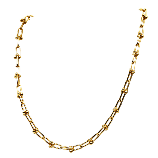 18K Real Gold Solid Chain Necklace – GZTF Hardware with Authentic TF Lock