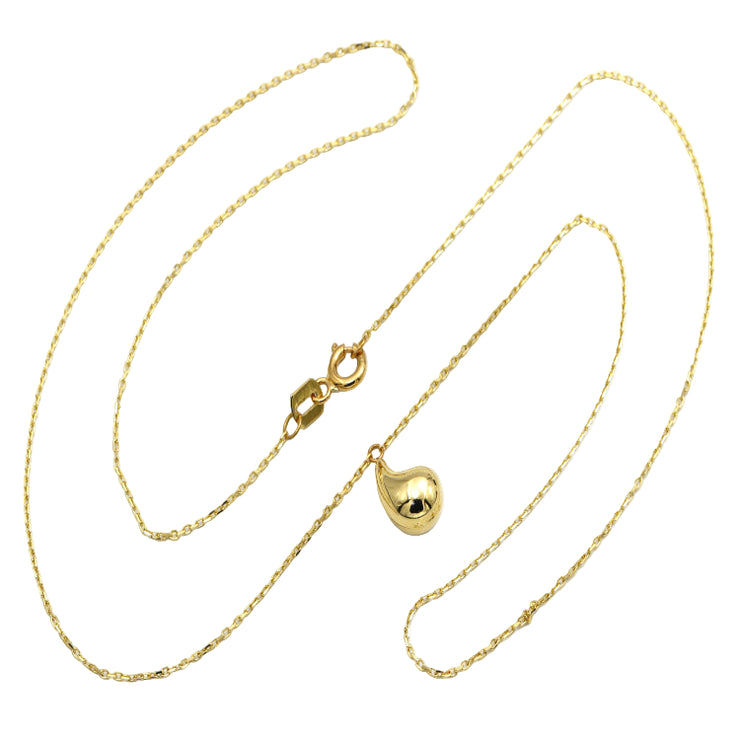 18K Real Gold Plain Teardrop Pendant Necklace – Minimalist Design