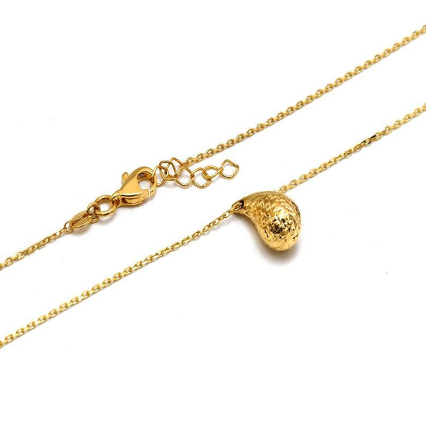 18K Real Gold Glittering Movable Oval Teardrop Necklace – Water Drop Design