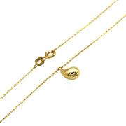 18K Real Gold Plain Teardrop Pendant Necklace – Minimalist Design