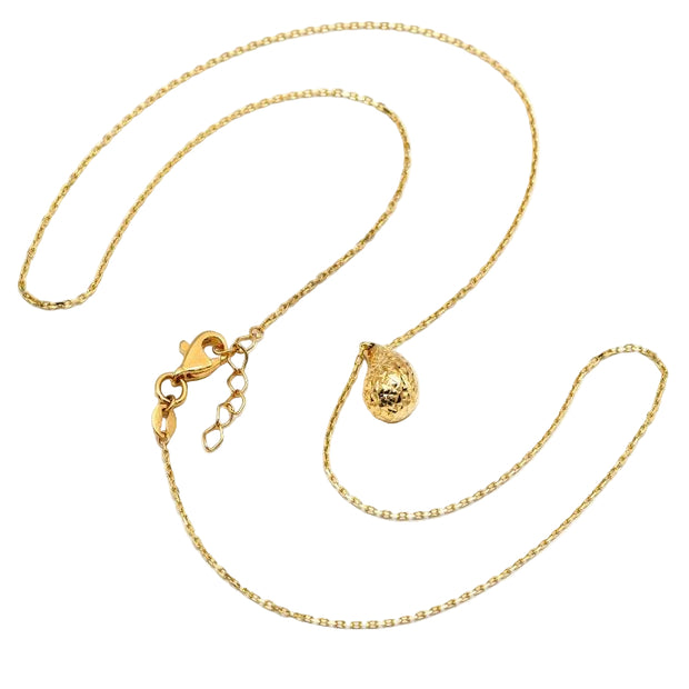 18K Real Gold Glittering Movable Oval Teardrop Necklace – Water Drop Design