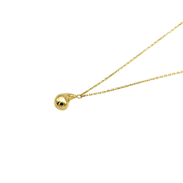 18K Real Gold Plain Teardrop Pendant Necklace – Minimalist Design