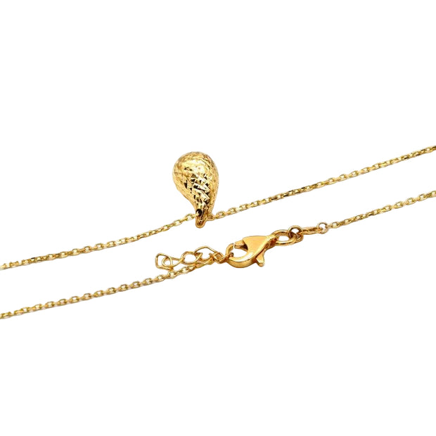 18K Real Gold Glittering Movable Oval Teardrop Necklace – Water Drop Design