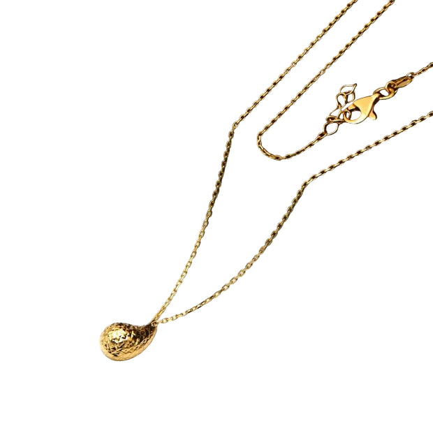 18K Real Gold Glittering Movable Oval Teardrop Necklace – Water Drop Design