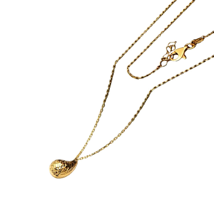 18K Real Gold Glittering Movable Oval Teardrop Necklace – Water Drop Design