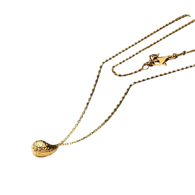18K Real Gold Glittering Movable Oval Teardrop Necklace – Water Drop Design