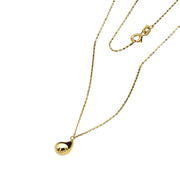 18K Real Gold Plain Teardrop Pendant Necklace – Minimalist Design
