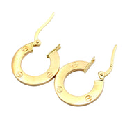 Luxury 18K Real Gold Clip-On Earrings – Timeless Round LOVE Design for Women