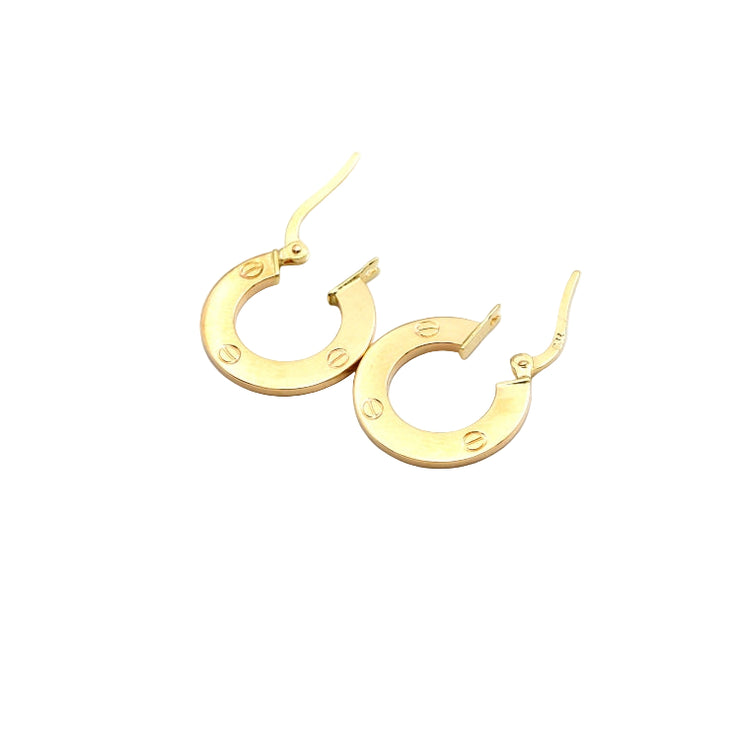 Luxury 18K Real Gold Clip-On Earrings – Timeless Round LOVE Design for Women