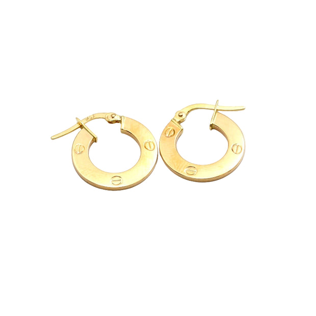 Luxury 18K Real Gold Clip-On Earrings – Timeless Round LOVE Design for Women