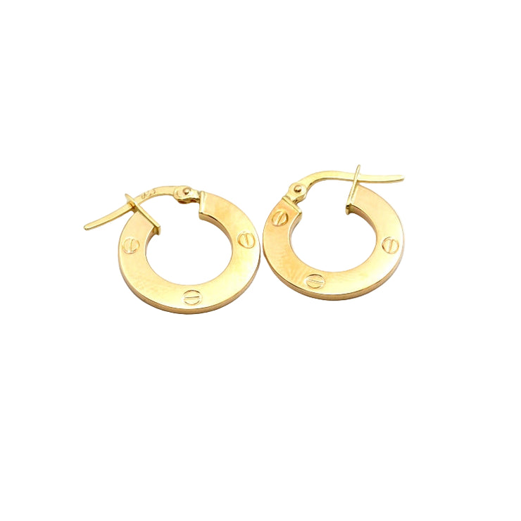 Luxury 18K Real Gold Clip-On Earrings – Timeless Round LOVE Design for Women