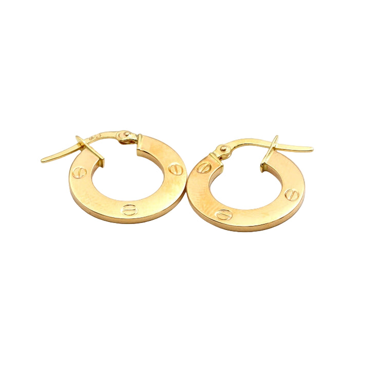 Luxury 18K Real Gold Clip-On Earrings – Timeless Round LOVE Design for Women